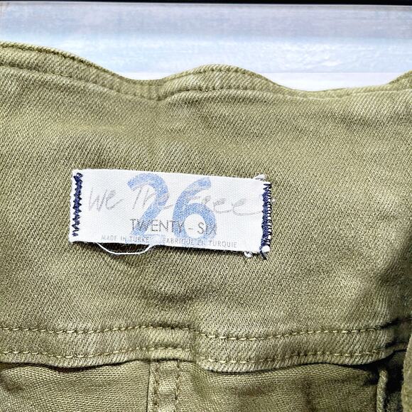 Free People Virgo Zip Front Mini Skirt Cadet Green Cotton Stretch Womens 26 - Picture 3 of 6